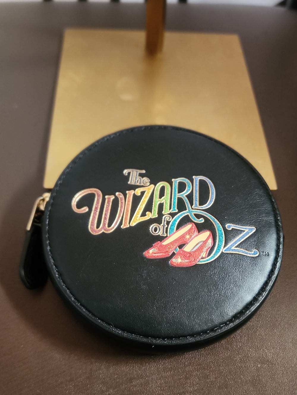 Coach 2019 The Wizard of Oz Black Round Coin Purse w/ Sparkly Ruby Slippers Euc